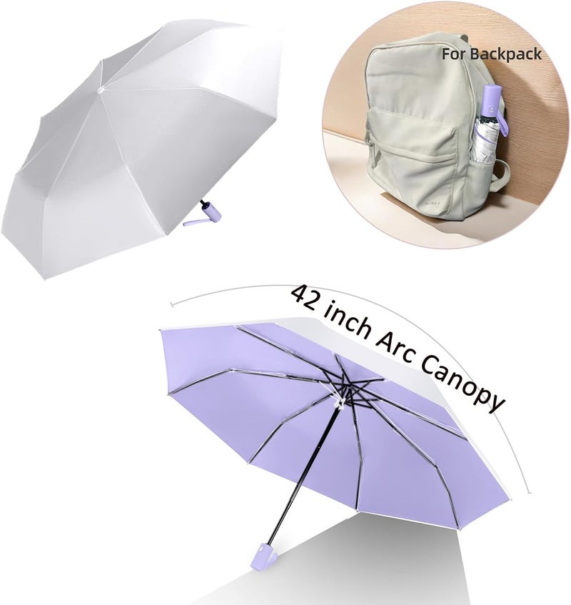 BAODINI Small UV Protection Travel Umbrella Compact for Rain and Sun UPF 50+ Windproof Portable 42 inch Umbrella for Women and Men - Image 3